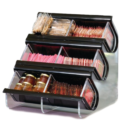 Rosseto Serving Solutions EZ-Organizer 6 Compartment Black Acrylic Double Unit, 1 EA EZO739